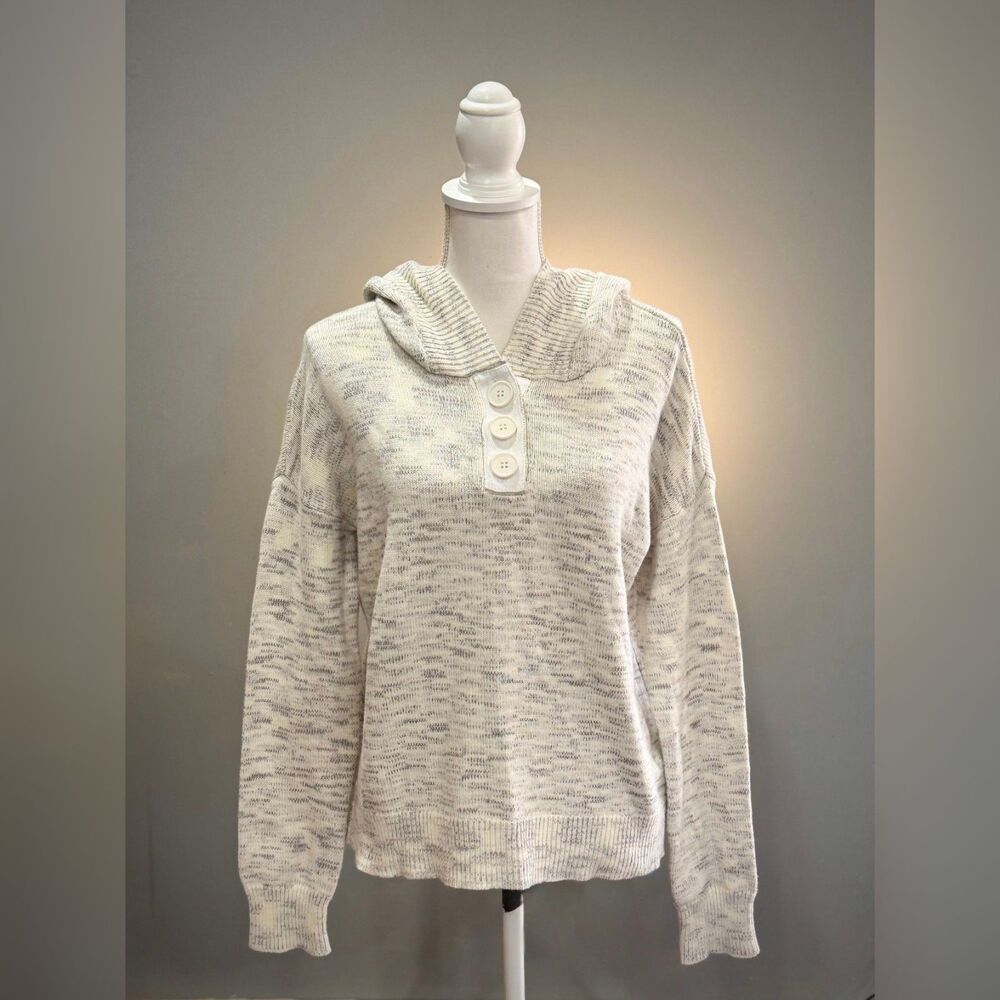 Cream/Gray Mia & Tess Hooded Sweater Size M EUC